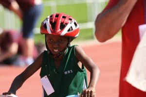 Determined child on a bicycle